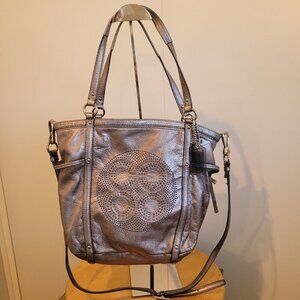 Coach Audrey Medium Cinched North South Tote Gunmetal Silver